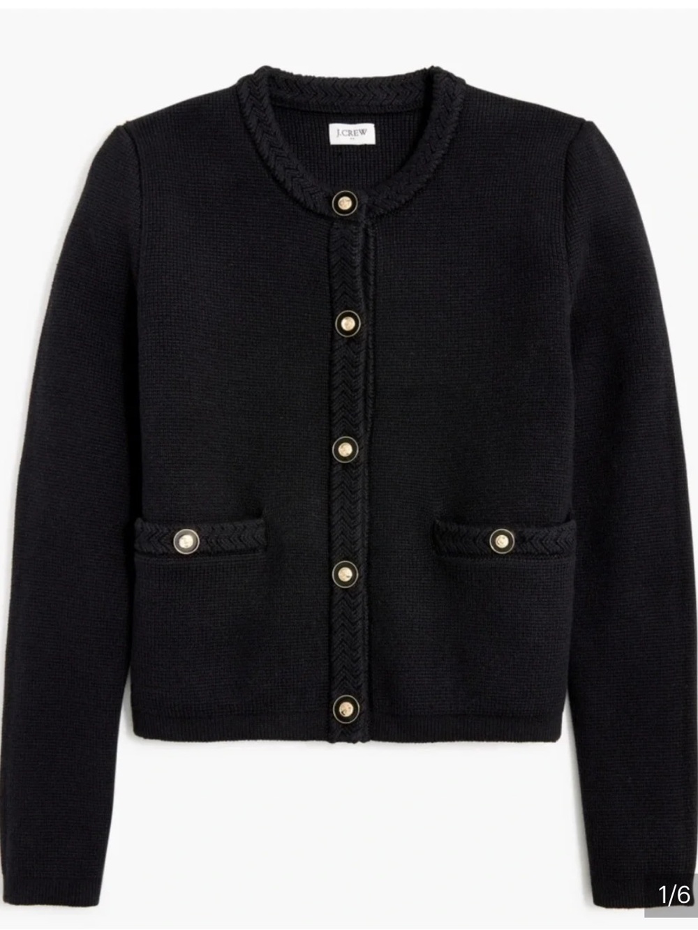J. Crew Black Knit Cardigan with Gold-Tone Buttons